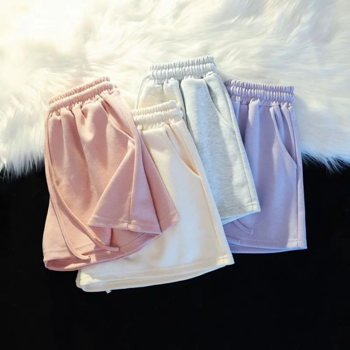 %20Summer%20Women%20Casual%20Shorts%20High%20Waist%20Loose%20Fit%20Drawstring%20Waist%20Solid%20Color%20Hot%20Pants%20-%20Image%202