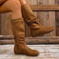 Hot Sale Womens Boots Side Zip Mid Calf Boots Trend Suede Women Flat Boots Luxury Plus Size Women Shoes High Quality Botas Mujer. 