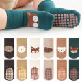 6 Pairs of Indoor Anti-Slip Socks for Newborns. Suitable for Newborns. Cartoon Pattern. Suitable for Both Boys and Girls..