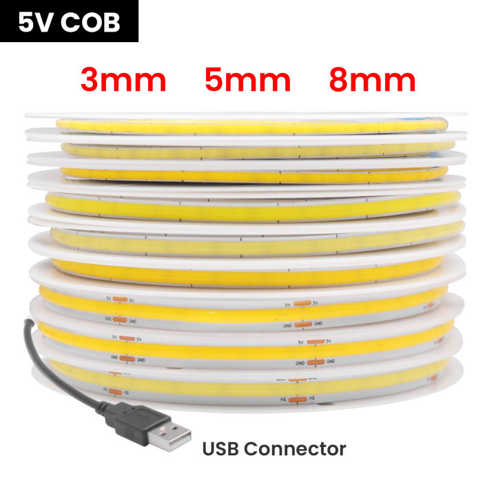 DC%205V%20USB%20COB%20Strip%203MM%205MM%208MM%20White/Pink/Red/White/Yellow/Ice%20Blue/Green%20Flexible%20Ribbon%20Rope%20Home%20Decor%20TV%20Backlight%20-%20Image%202