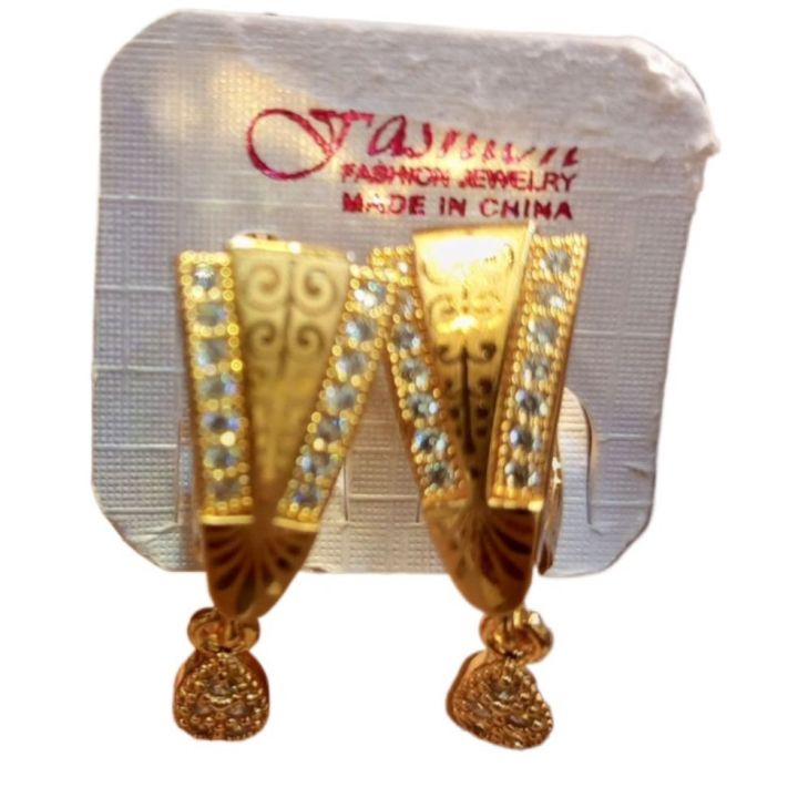 1 karat gold plated D-tops stud earrings for ladies and girls