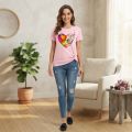 Womens Fashion Top Short Sleeve Printed T Shirt Cotton Polyester Casual Wear Stylish Girls Top.
