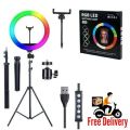 10 inch RGB LED Soft Ring Light MJ26 with Tripod Stand for Photography Makeup YouTube Video Shoot Live Stream Reels Makeup & Vlogging. 