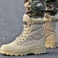 Military Combat Boots Men Breathable Special Forces Hiking Army Shoes Lightweight Outdoor Training Non-Slip Tactical Patrol Shoes,Khaki Winter Camel Shoes. 