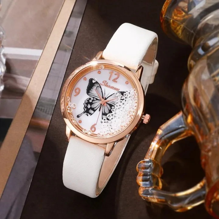 5PCS%20Set%20Luxury%20Watch%20Women%20Butterfly%20Necklace%20Earrings%20Bracelet%20Set%20Watches%20Leather%20Band%20Ladies%20Simple%20Dress%20Quartz%20WristWatch%20-%20Image%205