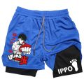 IPPO Anime Gym Shorts Men Boxing Gothic Manga 2 in 1 Compression Performance Shorts Quick Dry Athletics Short Pants Summer.
