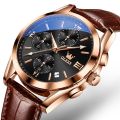 O'levs Men Leather Analoge Quartz Fashion Watch for Men. 