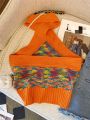 New Elegant Rainbow Tie-Dye Cross Halter Knit Top for Women Vibrant Backless Crop Top with Stretch for Summer & Spring camis. 