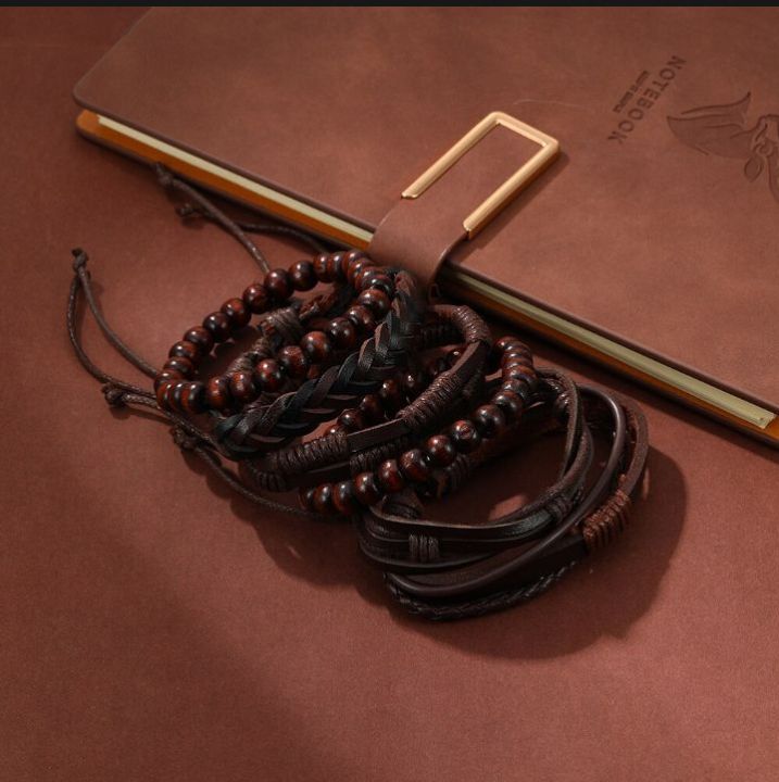 6Pcs%20Set%20Men's%20Vintage%20Braided%20Cowhide%20Bracelet%20Multi-layer%20Leather%20Bracelet%20For%20Men's%20And%20Boy's%20-%20Image%204