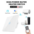 Zigbee Smart WiFi Water Heater Touch Switch, EU Standard, Voice Control, Countdown, Glass Panel, Voice Control. 