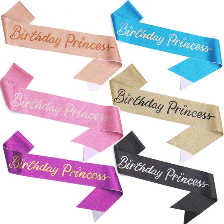 Glitter Birthday Princess Sash Birthday Sashes for Girls Women 16th 18th 21st 30th 40th Happy Birthday Party Decoration Supplies