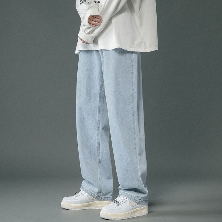 Korean%20Men's%20Casual%20Hip%20Hop%20Long%20Baggy%20Jeans%20Classic%20Man%20Straight%20Wide%20Leg%20Denim%20Pants%20Light%20Blue%20Grey%20Black%20Streetwear%20Trousers%20-%20Image%204