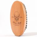 Boar Bristle Hair Beard Brush for Men, Small Soft Beard Brush, Pocket Travel Men's Wooden Mustache Brush (Skull). 