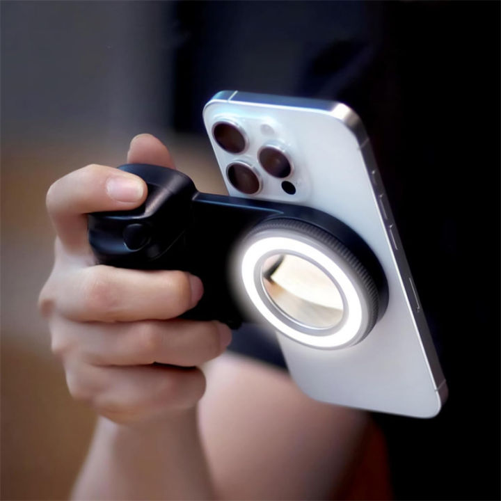 3 in 1 Magnetic Selfie Ring LED Fill Light Mirror Phone Camera Grip Handle Gimbal Estabilizador Tripod Holder for Magsafe IPhone