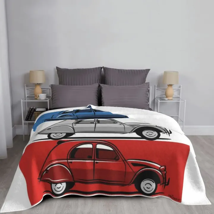 Citro?n%202CV%20red,%20white%20and%20blue%20Throw%20Blanket%20Soft%20Blanket%20Fluffy%20Shaggy%20Blanket%20Designer%20Blankets%20blankets%20for%20winter%20-%20Image%204