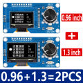BS 0.96/1.3 inch White Blue oled display screen combined with EC11 rotary encoder module IIC interface for arduino. 