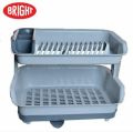Bright Kitchen Master 2-Layer Plate Rack, 20"x14"x13", Dish Stand with Water Drainer, Random Colors. 