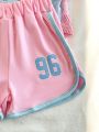 Outdoor Sports Clothes Tennis Clothes Running Clothes Basketball Clothes Sweet Cute Loose 3-Piece Set Digital Print Baby Girl. 