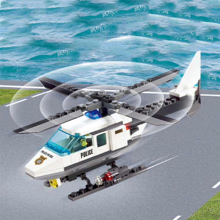 DIY City Police Helicopter Building Blocks Set for Kids Creative ...