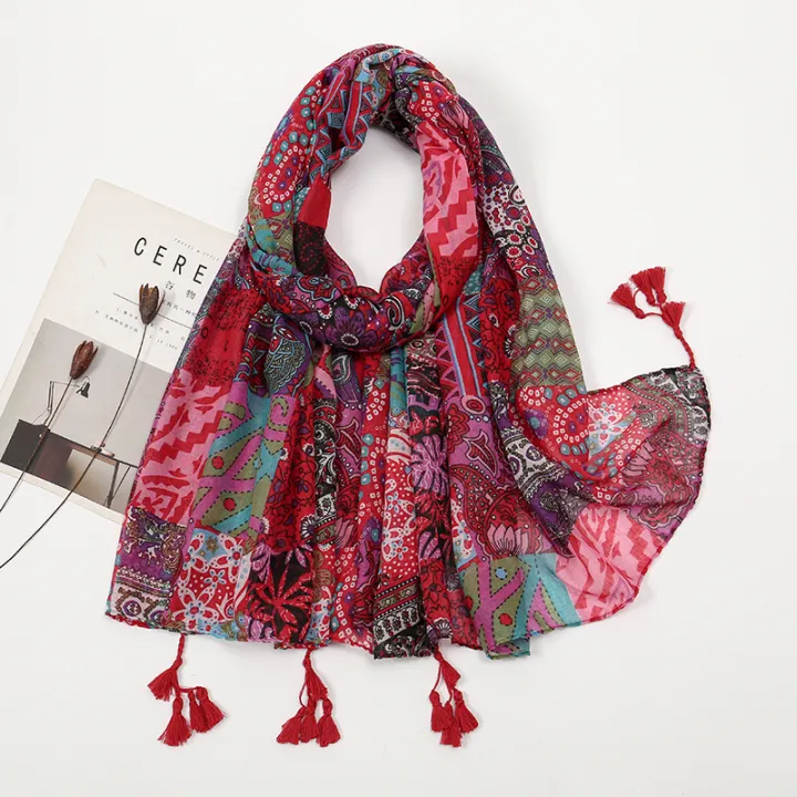Elegant%20Floral%20Printed%20Hijab%20Cotton%20Viscose%20Tassel%20Shawl%20For%20Woman%20Fashion%20Beach%20Long%20Scarf%20Ladies%20Flower%20Headscarf%20185*100cm%20-%20Image%203