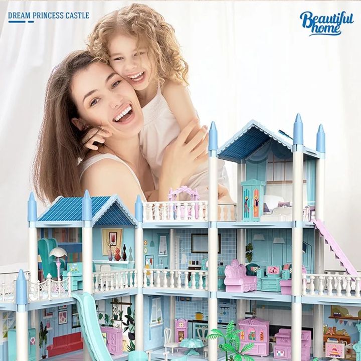 Beautiful Home Doll House Set with Rooms and Furniture Accessories Play Dream House for Girls