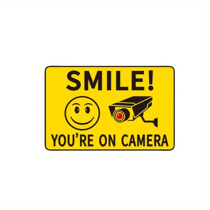 1Piece%20Smile%20You're%20in%20Front%20of%20The%20Camera%20Self-Adhesive%20Security%20Alert%20Sticker%20for%20Home%20and%20Business%20CCTV%20Cameras%20Watertight%20-%20Image%202