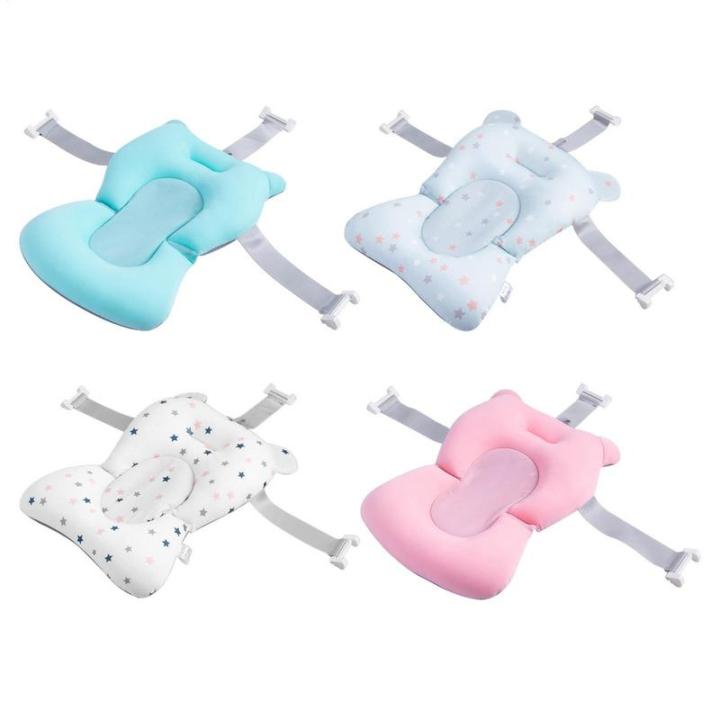 New born Bath Cushion Adjustable Foldable Bathtub Mat Cushion Baby Bath Accessories Bathtub Essentiall With Buckles And 3 Safety