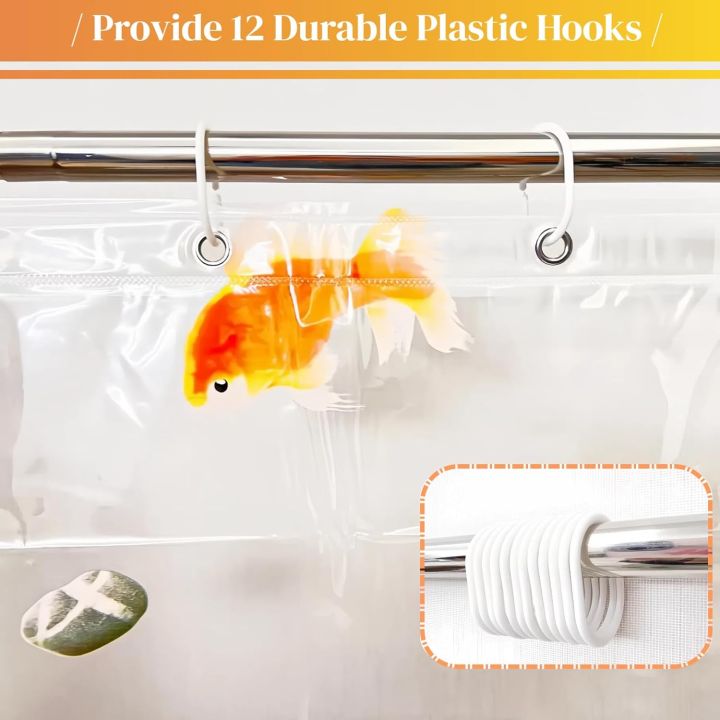 High-Quality%20PEVA%20Goldfish%20Shower%20Curtain%20-%20Transparent%20Bathroom%20Decor%20with%20Orange%20Fish%20and%20Stone%20Design,%20Includes%2012%20Hooks%20-%20Image%203