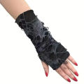New Hot Sale Fashionable Simple Gothic Fingerless Gloves Unisex Tear Design Stretchy for Party Preparation and Durable. 