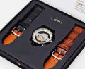 Leather Watch For Boys with "2" Changeable Straps - TOMI - Fancy Watch For Mens. 
