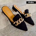 Girls Party Use New Fashion Beautiful Chain Design Semi Heel Shoes | Chail Half Shoes. 