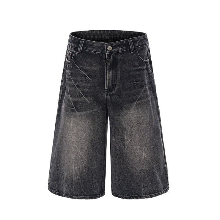 2026%20Summer%20American%20Lightning%20Crack%20Black%20Grey%20Jeans%20Men's%20Straight%20Tube%20Loose%20Wide%20Leg%20Shorts%20Y2k%20Street%20Hip%20Hop%20Sevens%20-%20Image%206
