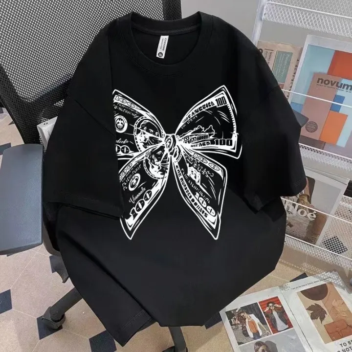 Summer%20Fashion%20Trendy%20Bow%20Printing%20Round%20Neck%20T-shirt%20Short%20Sleeve%20Large%20Size%20Universal%20Top%20for%20Men%20and%20Women%20-%20Image%202