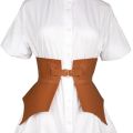 Black Brown Irregular Pu Leather Long Wide Belt Punk Style Women Fashion Autumn Winter Waistband Corset Belt.