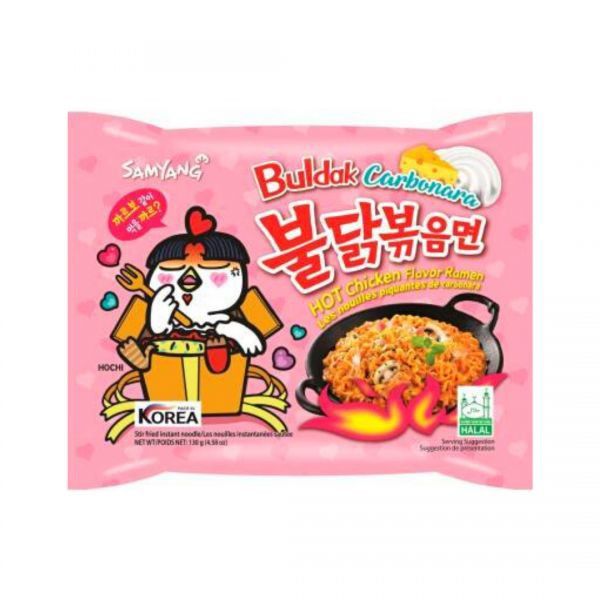 Samyang Pink Carbonara Flavor  Noodles 130 g Samyang 3x Buldak Ramen Hot Chicken & fold Spicy Chicken & fold Spicy Chicken Stir Fry Noodles Gift S 140g