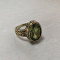Vintage Peridot Green Zircon Rings for Women Carved Flower Pattern Ring Fashion Creative Design Handmade Wedding Party Jewelry.