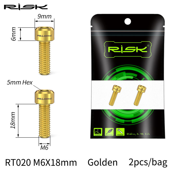 RISK%202pcs/box%20M6x18%20Hollow%20Mountain%20Road%20Bike%20Bicycle%20Chainwheel%20Crank%20Arm%20Fixing%20Bolts%20Disc%20Brake%20Caliper%20Fixed%20Screws%20Titanium%20-%20Image%207