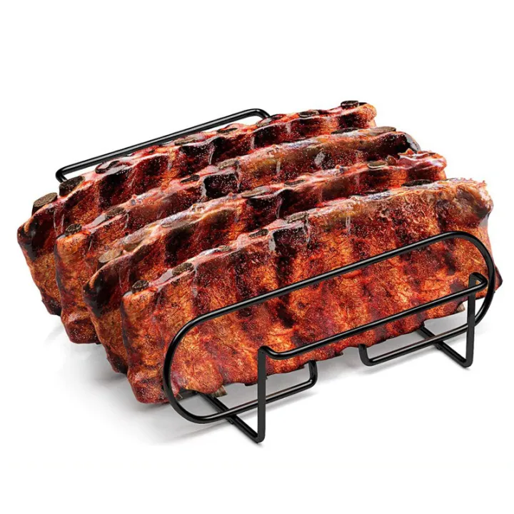 BBQ%20Steak%20Racks%20Non-Stick%20Coated%20Steel%20Roasting%20Barbecue%20Rib%20Meat%20Lamb%20Roasting%20Grilling%20Stand%20Holds%20Outdoor%20Picnic%20Rib%20Rack%20-%20Image%202
