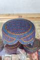 Handmade Cultural Sindhi Topi made with orignal Blue & Brown colour Pasham, Mirror & Golden Mukka. 