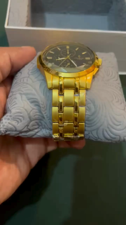 Crystal Time Men’s Golden Quartz Wrist Watch – Elegant White Dial ...