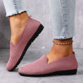 Women's new solid-color knitted loafers: lightweight, non-slip, flat casual shoes that are versatile and breathable.. 