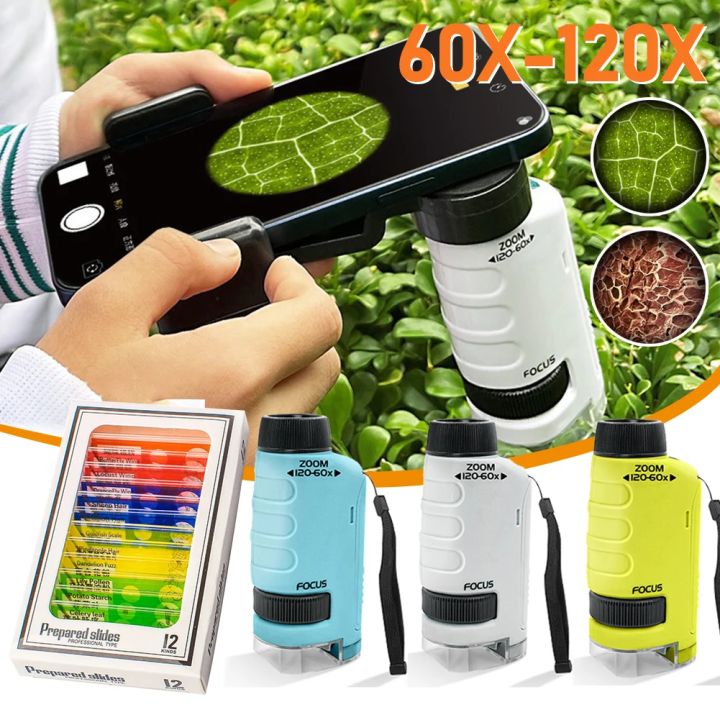 Mini Disposable Microscope Handheld Microscope Mini Pocket Microscope Kit 60-120x Lab Microscope ...
