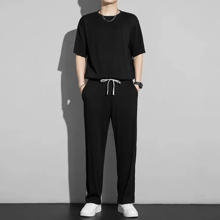 New%20Ice%20Silk%20Sports%20Set%20Men's%20Summer%20Thin%20Tracksuit%20Men%202024%20Casual%20Long%20Pants%20Short%20Sleeve%20T-shirt%20Quick%20Drying%20Clothes%20Sets%20-%20Image%203