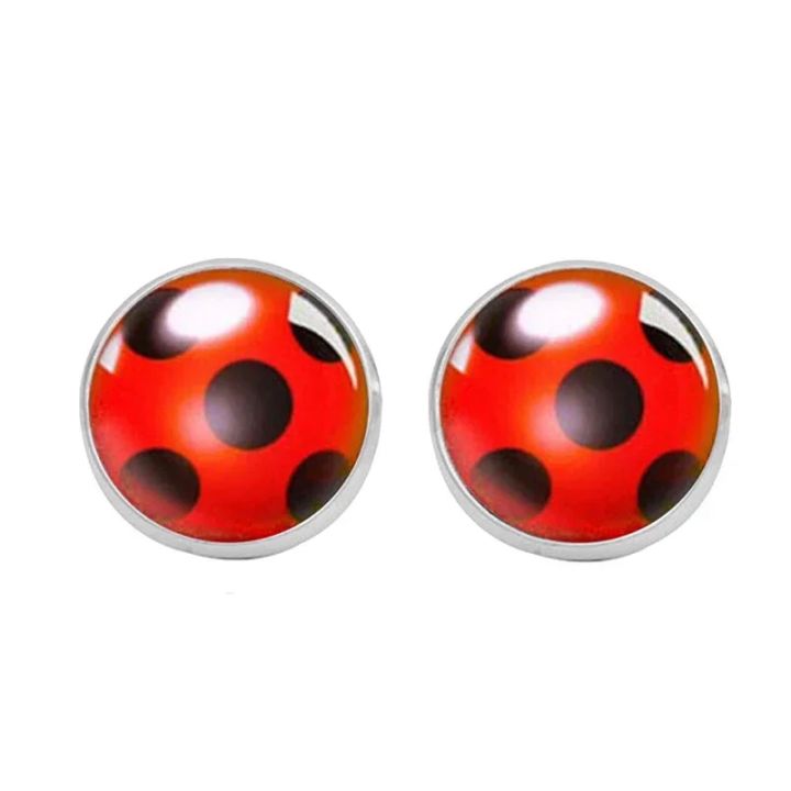2024%20Fashion%20Women%20Ladybug%20Anime%20Cartoon%20Style%20Stainless%20Steel%20Plated%20Earrings%20Jewelry%20Cartoon%20Glass%20Dome%20Stud%20Earrings%20Gifts%20-%20Image%203