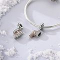 Original 925 Sterling Silver Charms Beads Snowflake Snowman Penguin Snow Boots Dangle Fit Women Original Bangle Bracelet. 