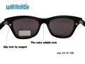 Watanabe clip-on sunglasses splice frame. 