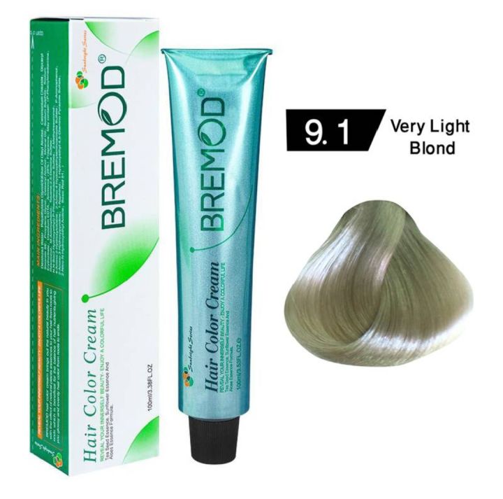 Bremod Professional Hair Color (9.1) Very Light  Ash Blond (Tube + Developer Volume) (100ml)