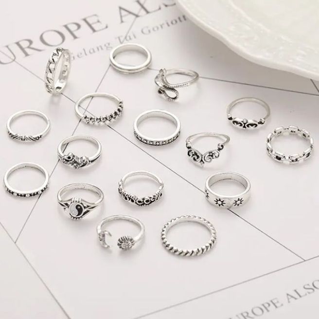 Chain Ring Set any 5 sale with free gift 2024 fashion punk gothic butterfly snake ...