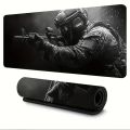 Large Mouse Pad Tactical Soldier Design Non-Slip XXL desk pad gaming accessories Stitched Edges for Home and game for fps gamer. 