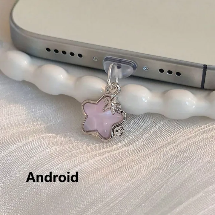 Cute Luxury Diamond Star Phone Dust Plug Accessories Decoration Hanging ...